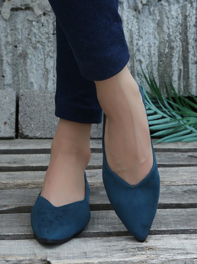 Commuter Simple Anti-Suede Pointed Toe Flats