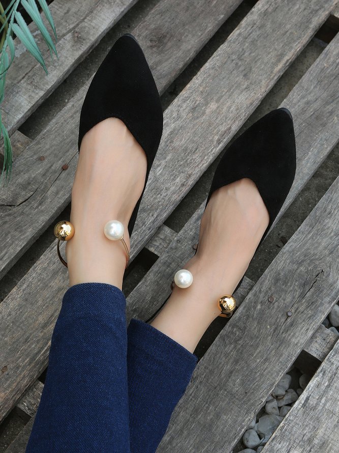 Pearl Metal Ring Anti-Suede Flats
