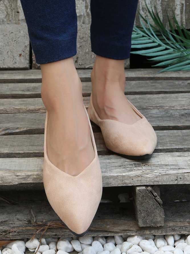 Commuter Simple Anti-Suede Pointed Toe Flats