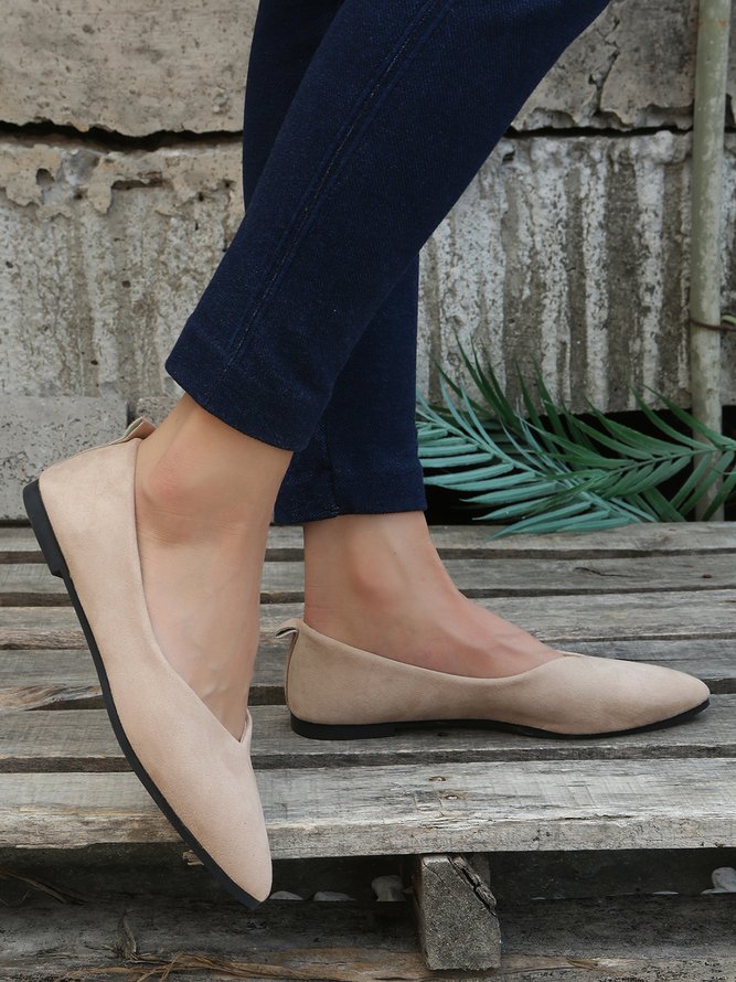 Commuter Simple Anti-Suede Pointed Toe Flats