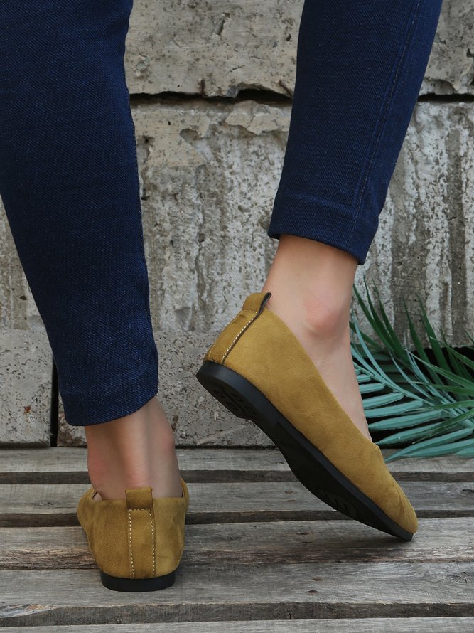Commuter Simple Anti-Suede Pointed Toe Flats