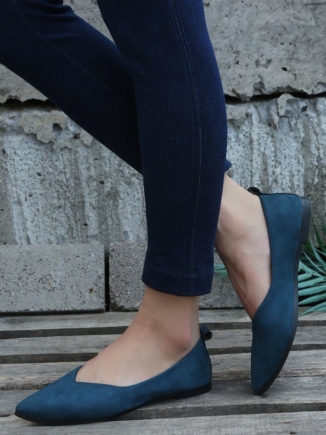 Commuter Simple Anti-Suede Pointed Toe Flats