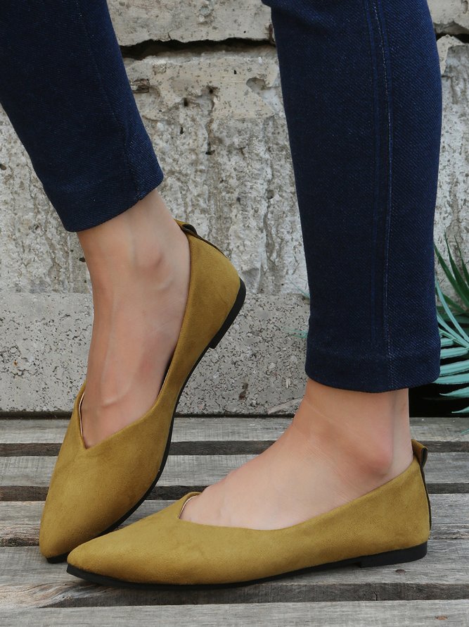 Commuter Simple Anti-Suede Pointed Toe Flats