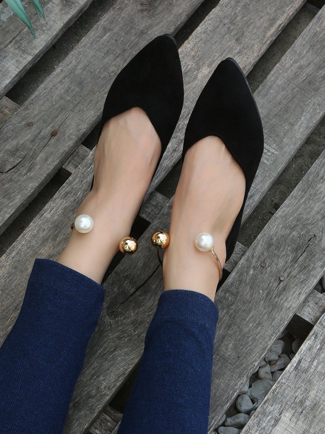 Pearl Metal Ring Anti-Suede Flats