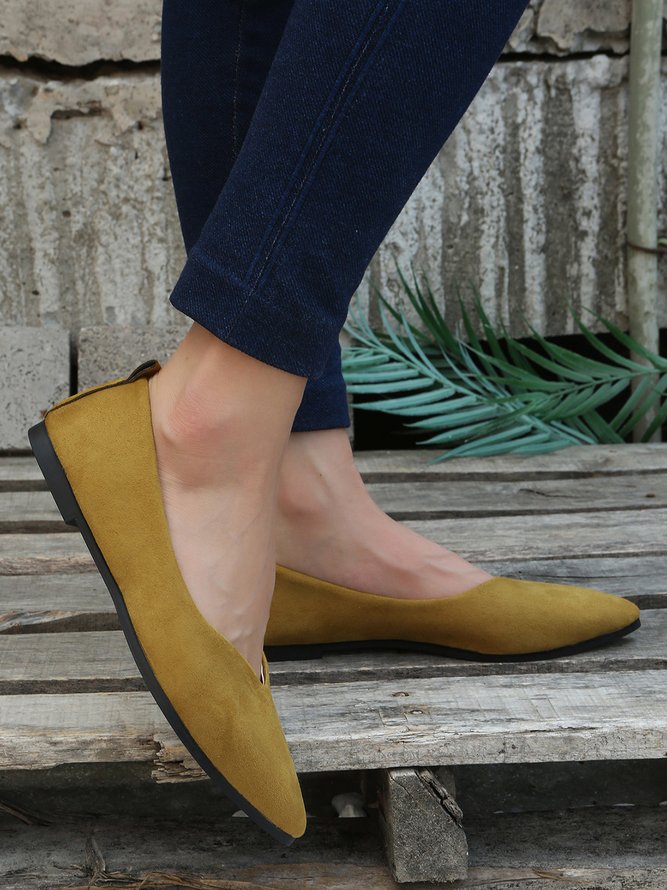 Commuter Simple Anti-Suede Pointed Toe Flats