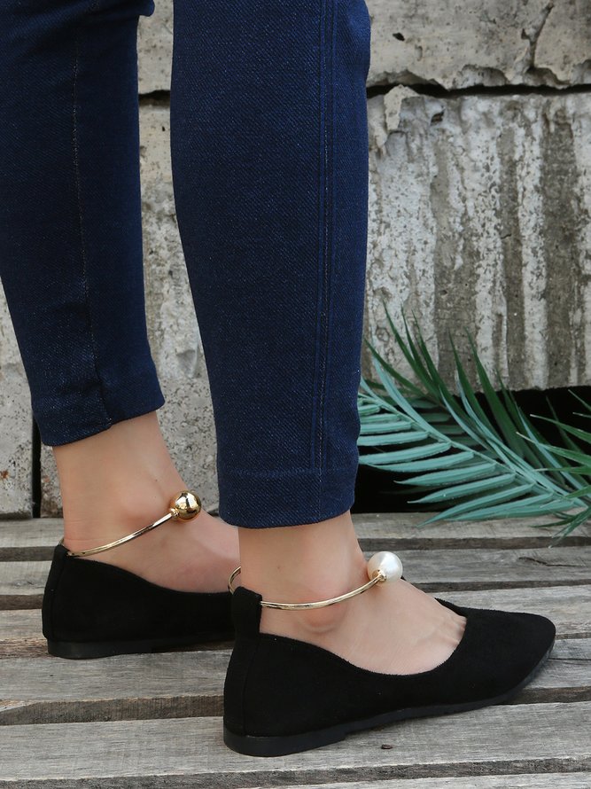 Pearl Metal Ring Anti-Suede Flats