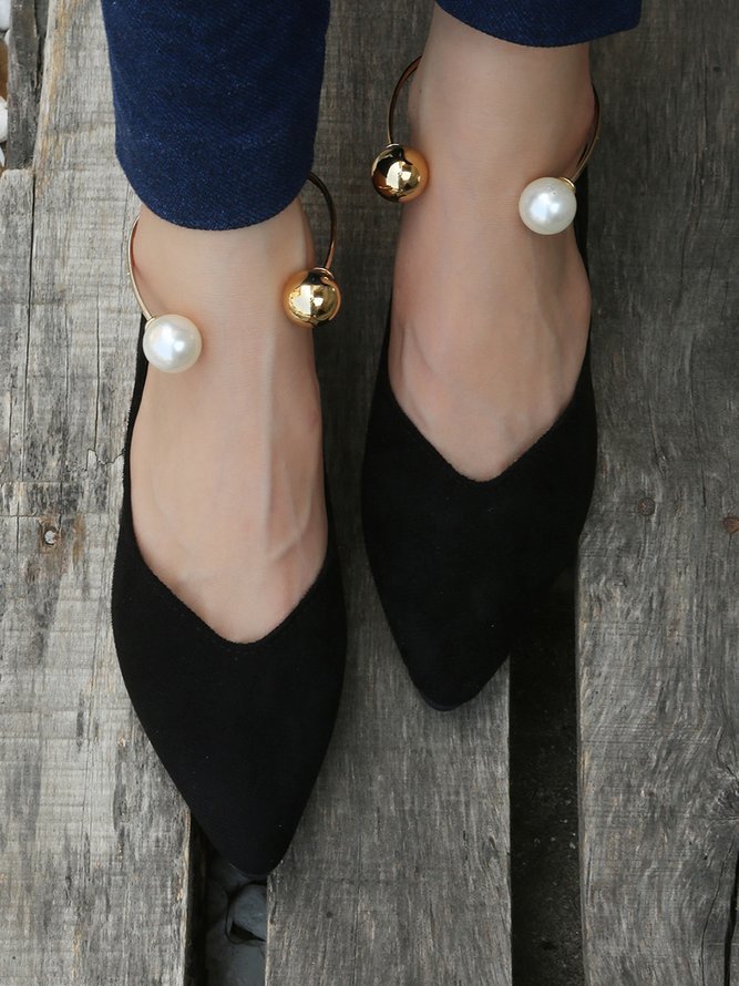 Pearl Metal Ring Anti-Suede Flats