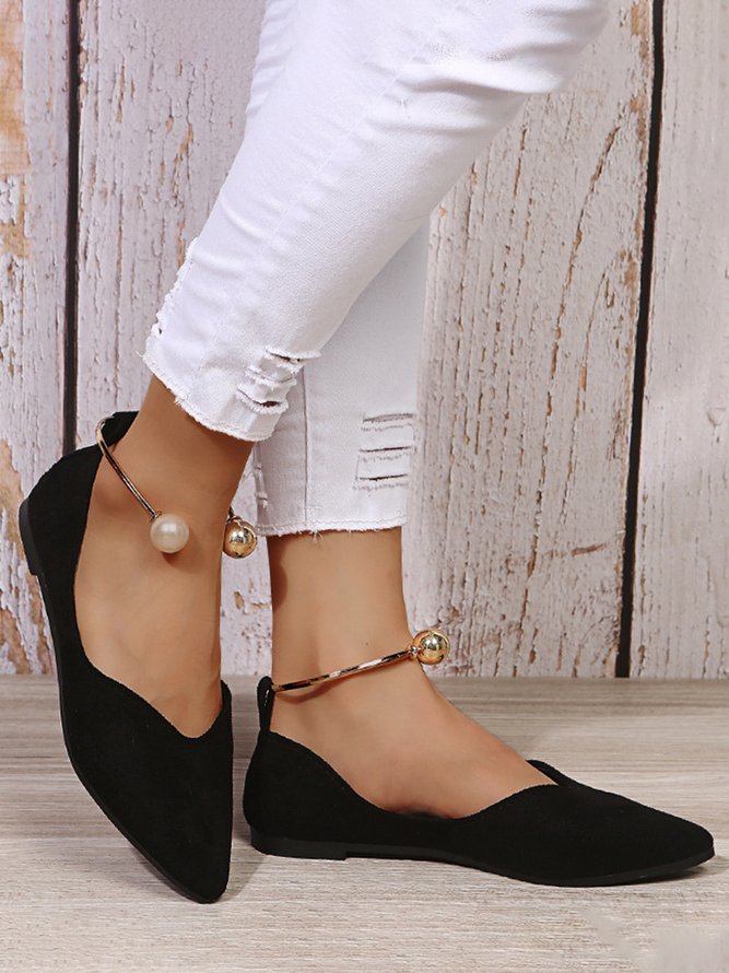 Pearl Metal Ring Anti-Suede Flats