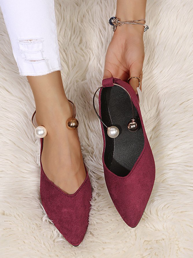 Pearl Metal Ring Anti-Suede Flats