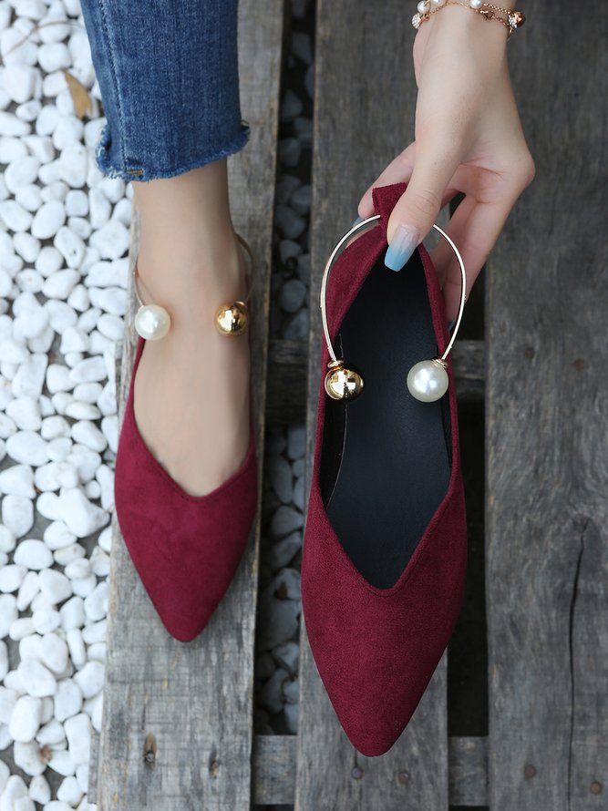 Pearl Metal Ring Anti-Suede Flats