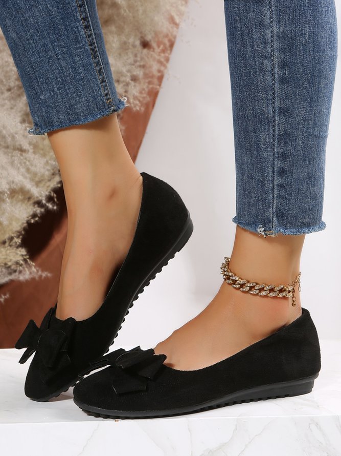 Bow Knot Anti-Suede Upper Flats
