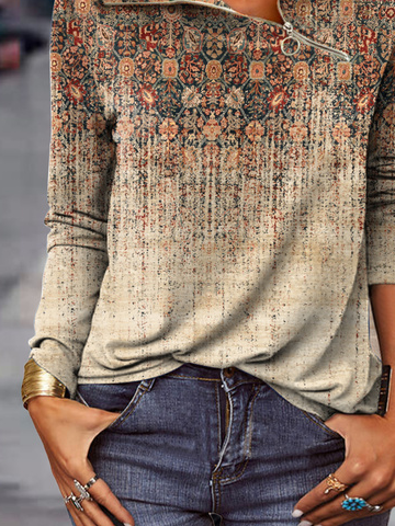 Ethnic Regular Fit Asymmetrical Sweatshirt