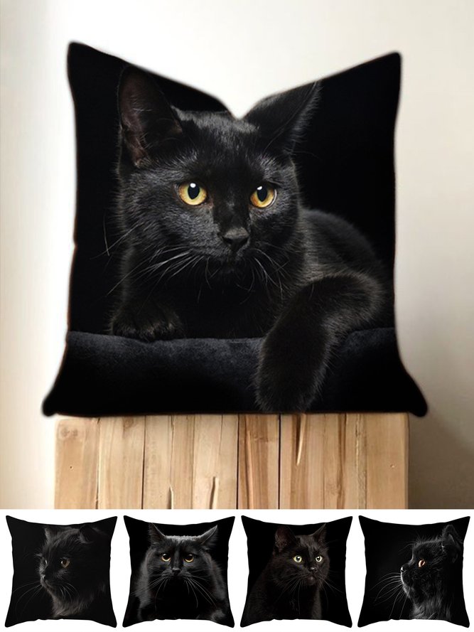 Christmas Banquet Party Black Cat Pattern Home Pillow Cushion