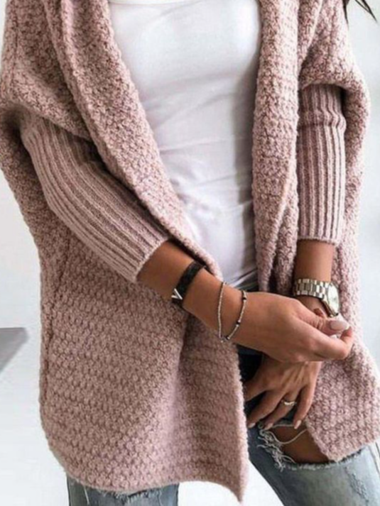 Loose Plain Hoodie Sweater Coat