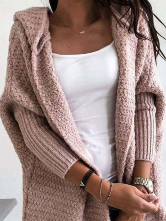 Loose Plain Hoodie Sweater Coat