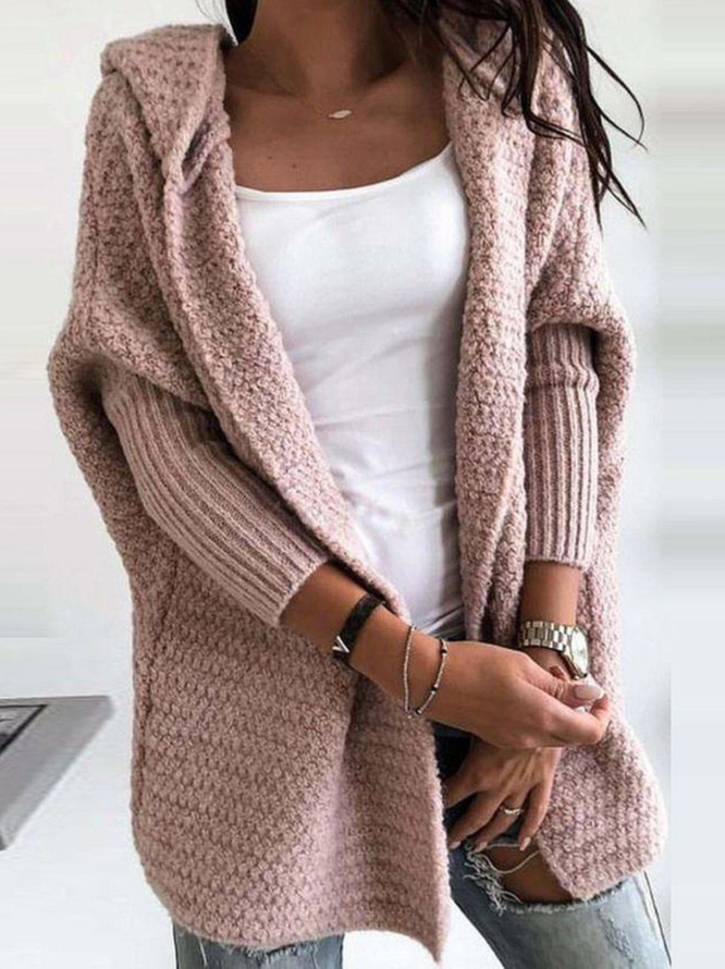 Loose Plain Hoodie Sweater Coat