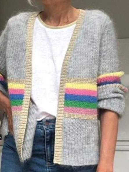 Loose Casual Color Block Sweater Coat