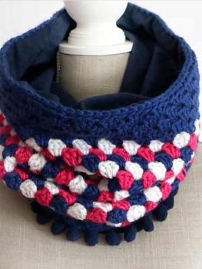 Winter Casual Knit Yarn Colorblock Scarf