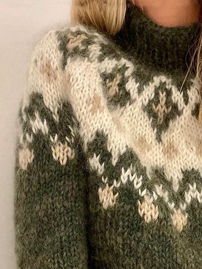Boho Ethnic Turtleneck Sweater