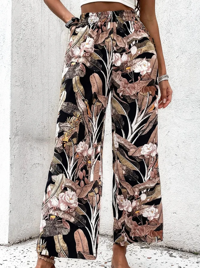 Floral Casual Ankle Pants