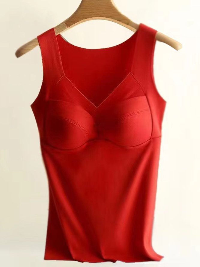 Women's Fixed Chest Pad Seamless Heat Develvet Warm Bottoming Vest Plus Size