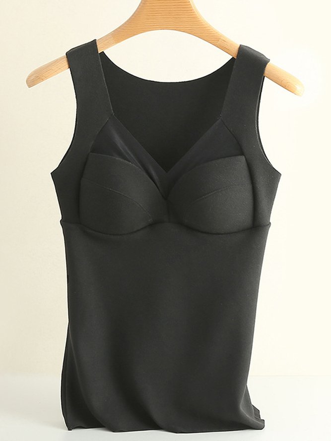Women's Fixed Chest Pad Seamless Heat Develvet Warm Bottoming Vest Plus Size