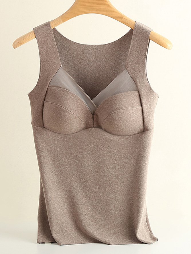 Women's Fixed Chest Pad Seamless Heat Develvet Warm Bottoming Vest Plus Size