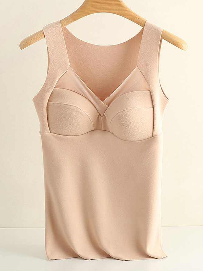 Women's Fixed Chest Pad Seamless Heat Develvet Warm Bottoming Vest Plus Size