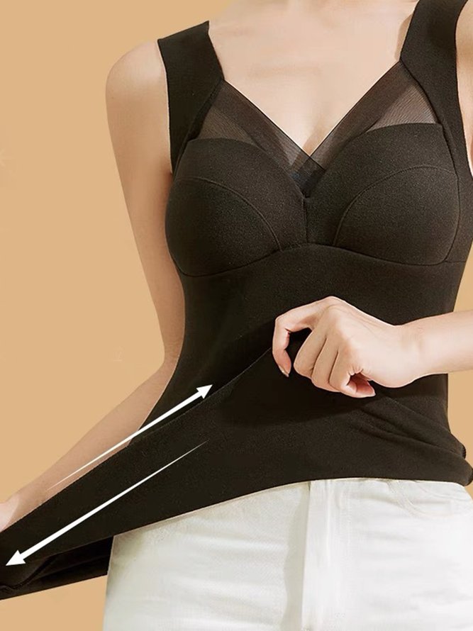 Women's Fixed Chest Pad Seamless Heat Develvet Warm Bottoming Vest Plus Size