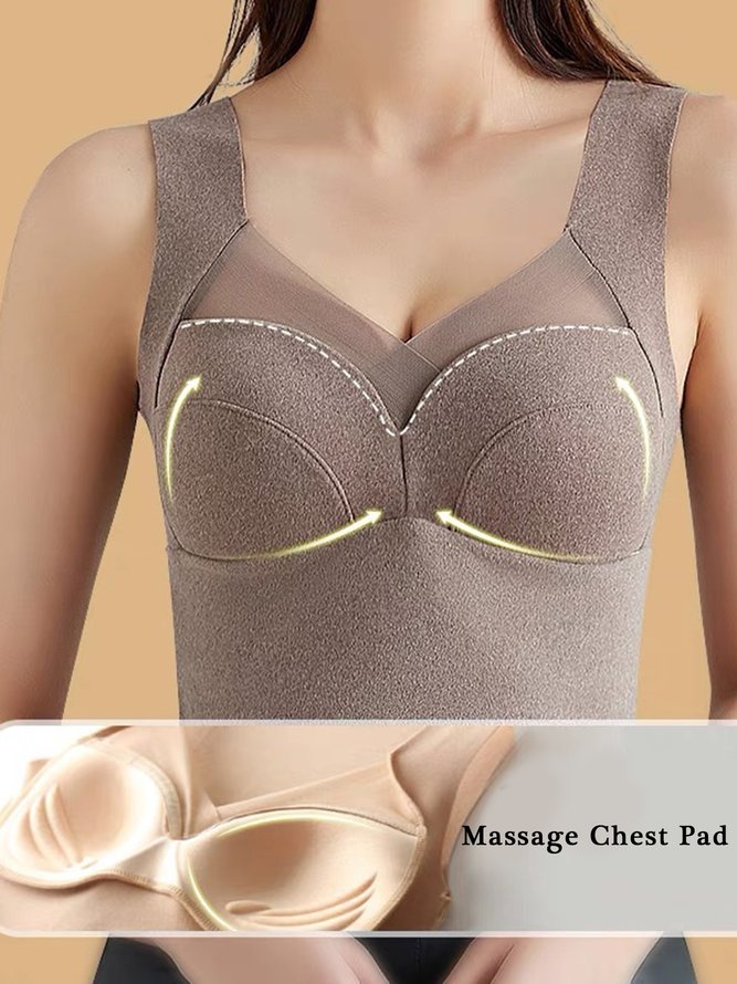Women's Fixed Chest Pad Seamless Heat Develvet Warm Bottoming Vest Plus Size