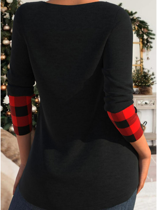Women's Long Sleeve Faux Two Piece Tunic Tops Christmas Snowman Printed