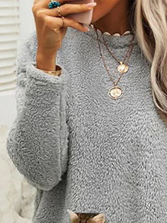 Plush Crew Neck Casual Cat Thermal Dress