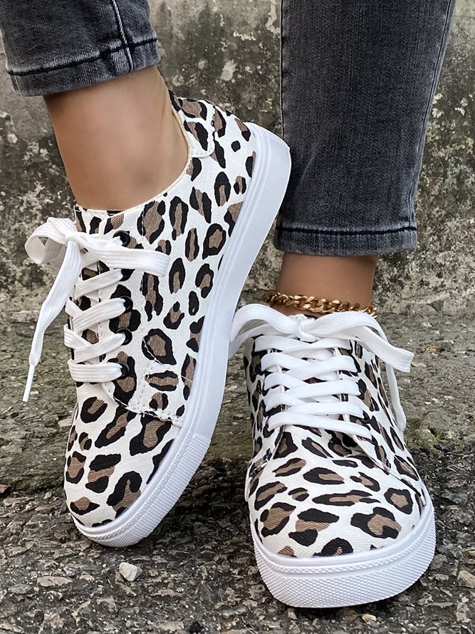 Christmas Red Plaid Black And White Plaid Leopard Casual Flat Shoes