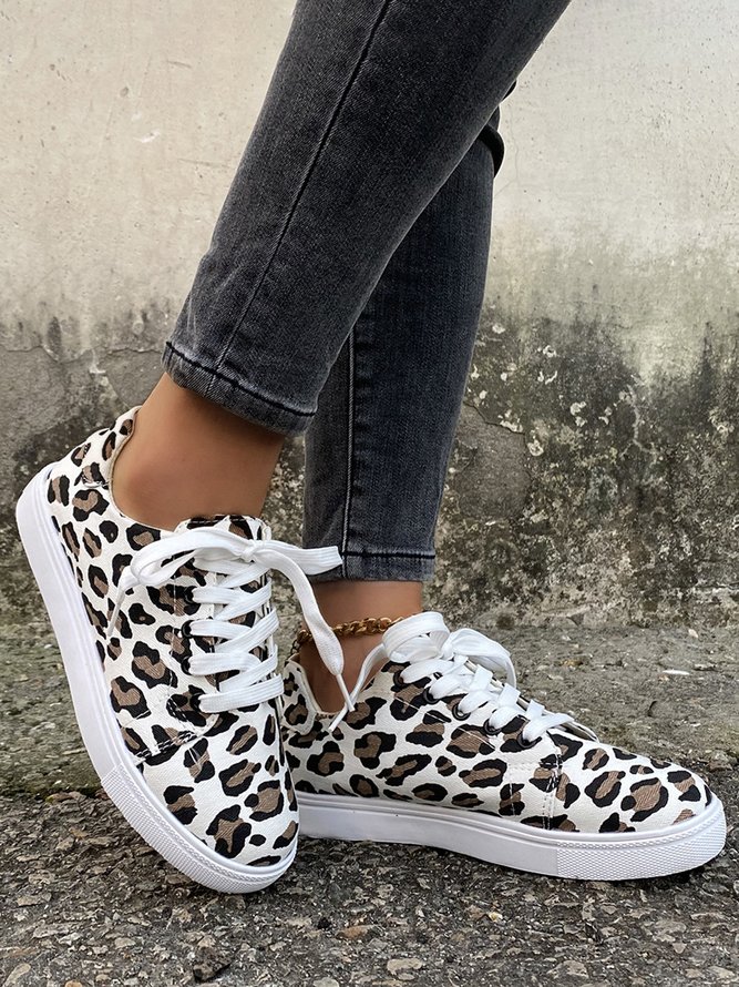 Christmas Red Plaid Black And White Plaid Leopard Casual Flat Shoes