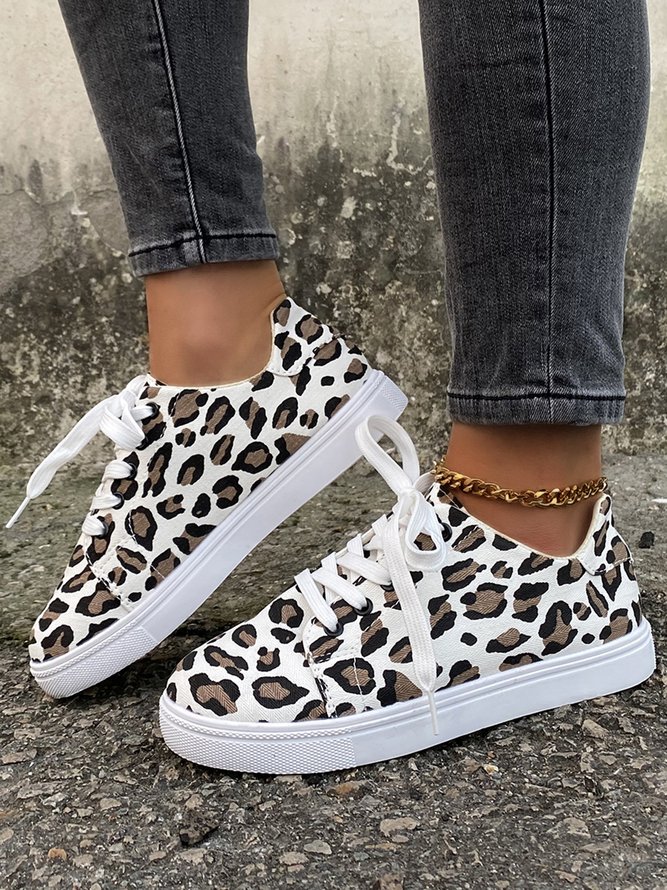 Christmas Red Plaid Black And White Plaid Leopard Casual Flat Shoes