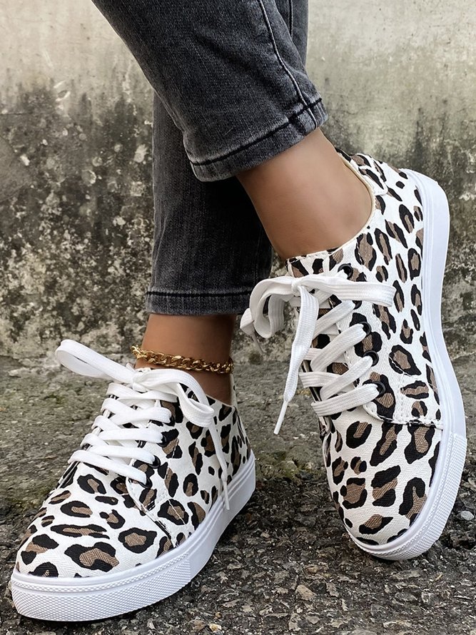 Christmas Red Plaid Black And White Plaid Leopard Casual Flat Shoes