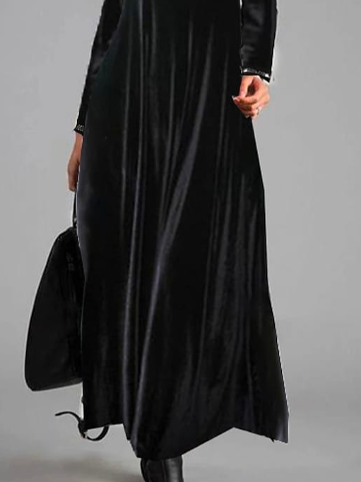 Loose Color Block V Neck Dress