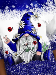 Women Christmas Funny Santa Claus Crew Neck Plain Blue Sweatshirt