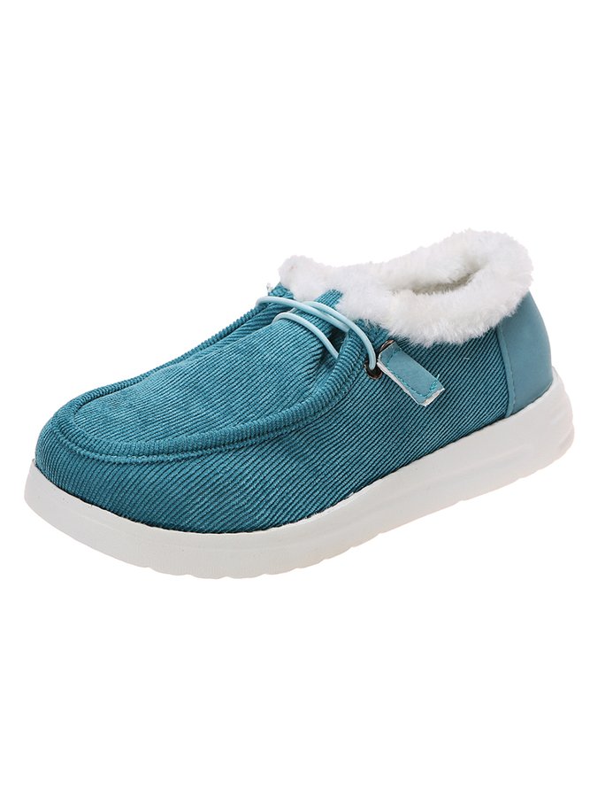 Corduroy Upper Plush Casual Flats