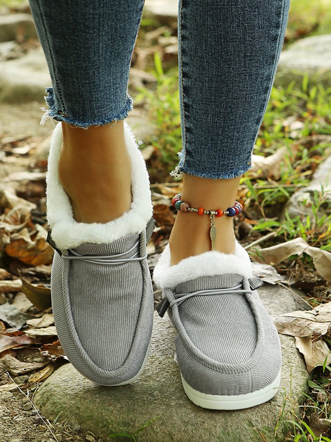 Corduroy Upper Plush Casual Flats