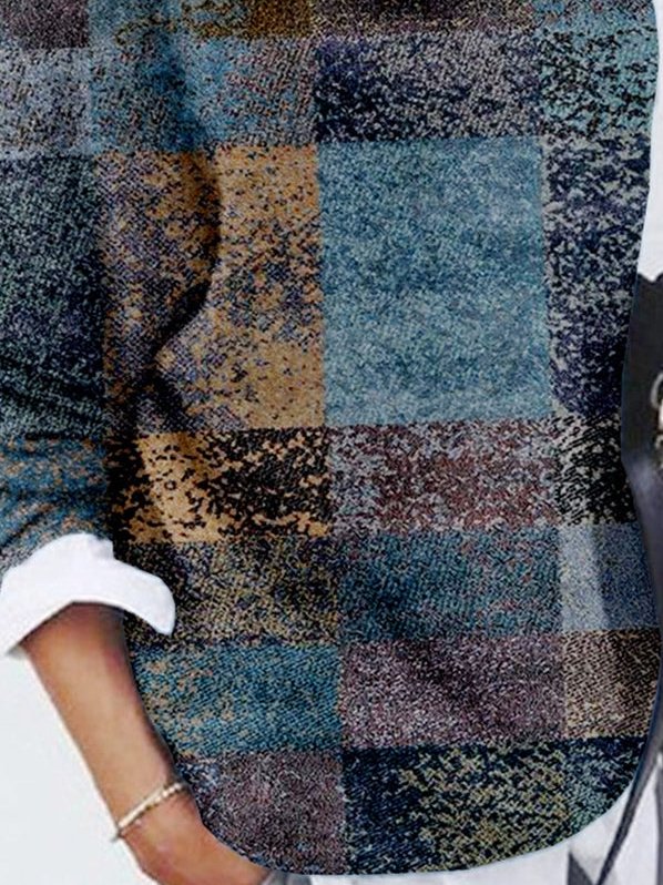 Color Block Vintage Crew Neck Top