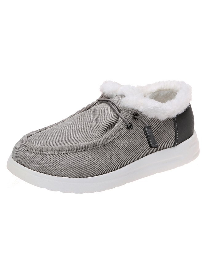 Corduroy Upper Plush Casual Flats