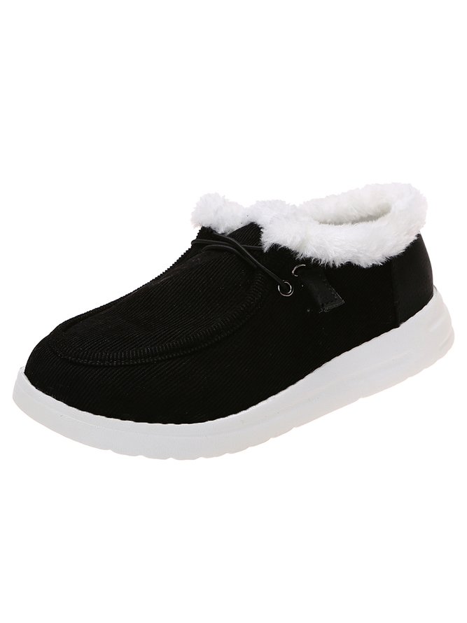 Corduroy Upper Plush Casual Flats