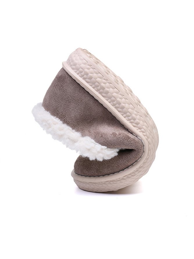 Womens's Plain Slip On Faux Fur Lined Flat Peas Shoes