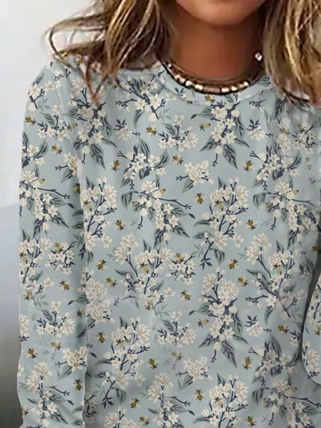 Crew Neck Floral Casual T-Shirt