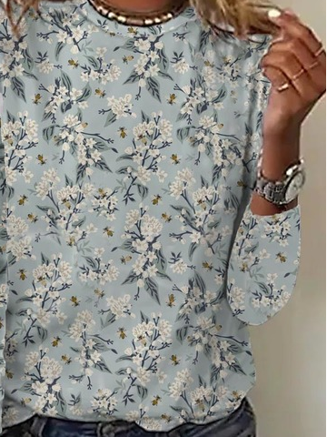 Crew Neck Floral Casual T-Shirt