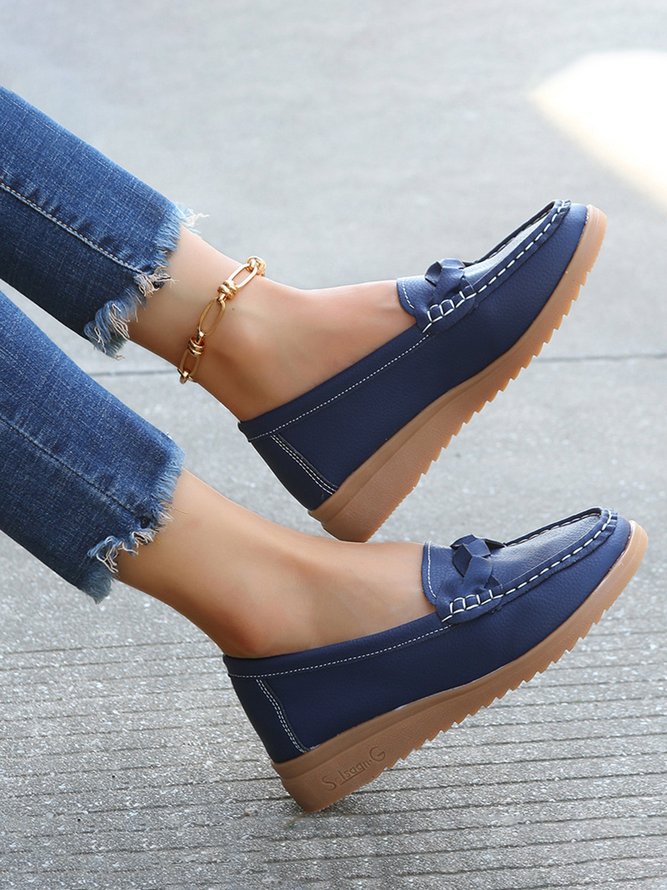 Plus Size Comfy Braided Strap Flat Loafers