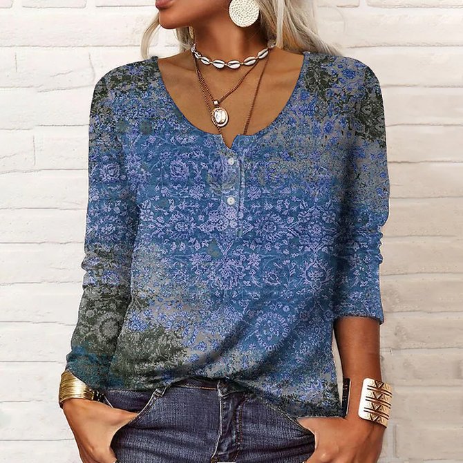 Cotton-Blend Ethnic Loose Top