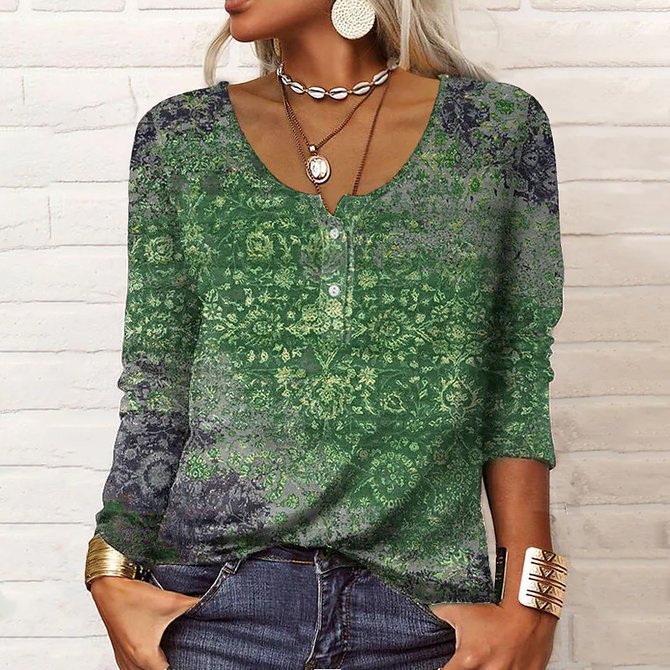 Cotton-Blend Ethnic Loose Top