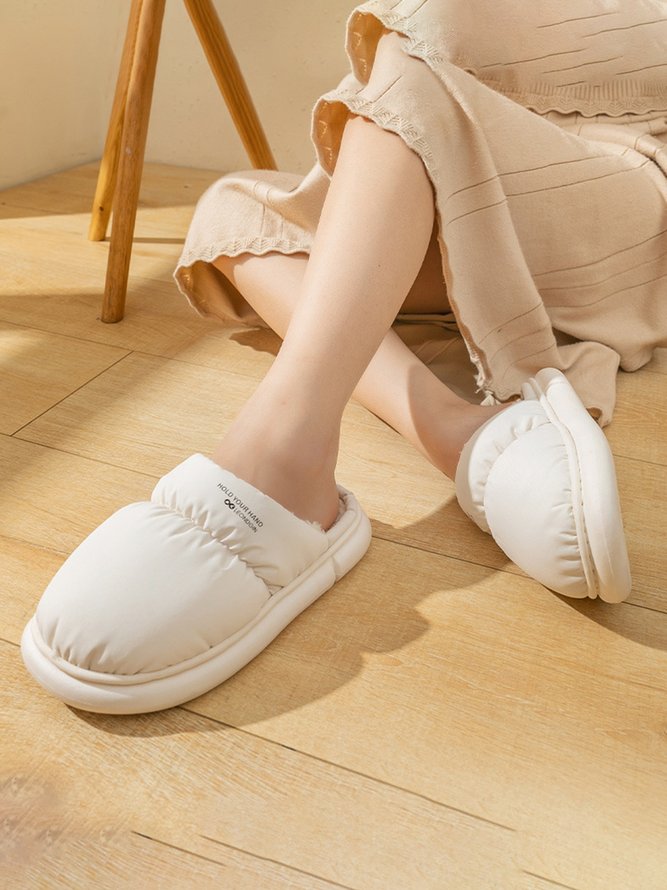 Couple Down Waterproof Plus Velvet Home Slippers